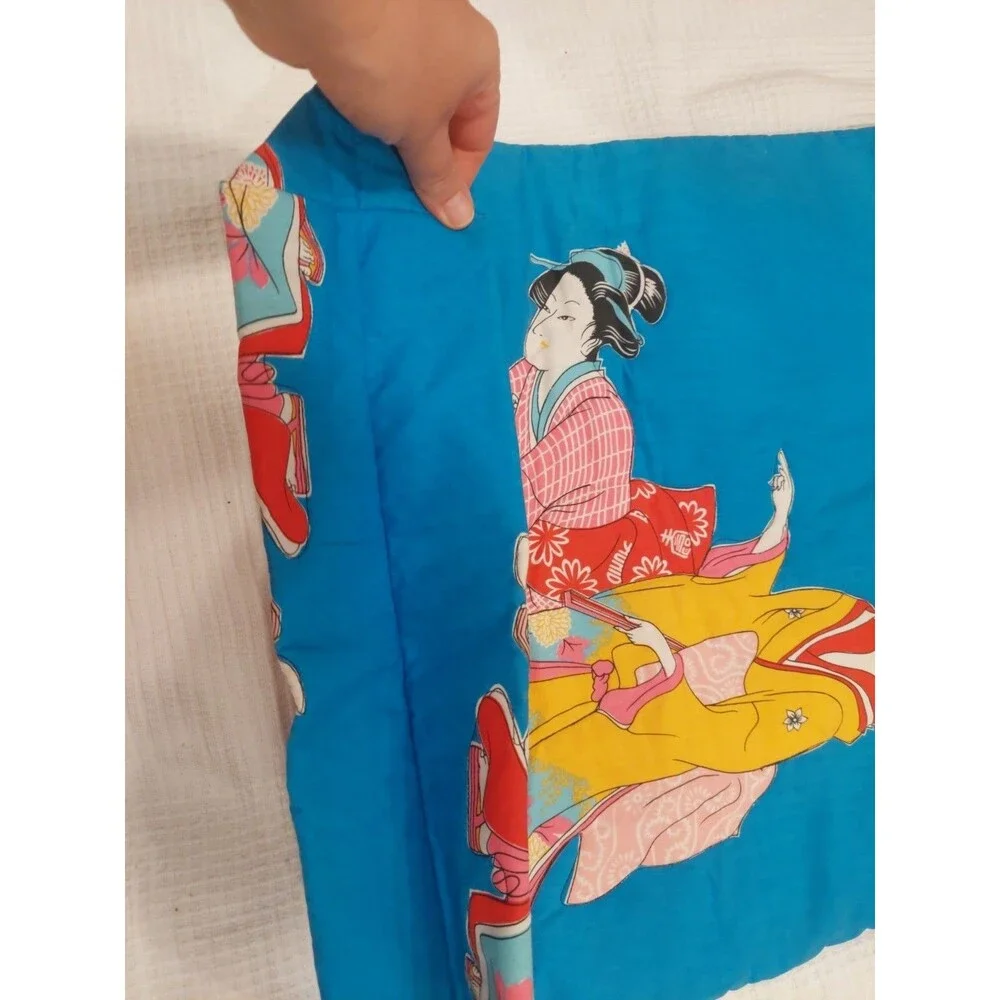 Large Geisha Oriental Japanese Theme Blue Tote Bag